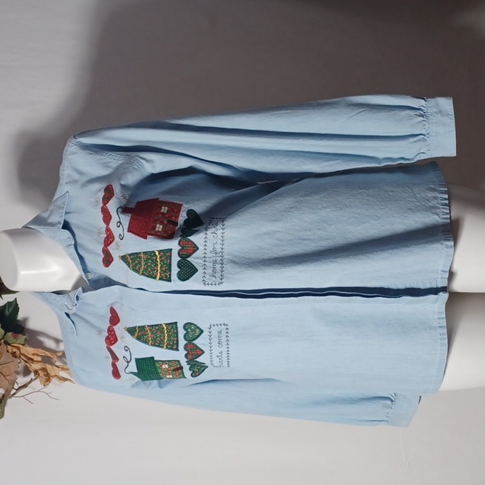 VALERIE FOLK ART Christmas SHIRT SIZE LARGE